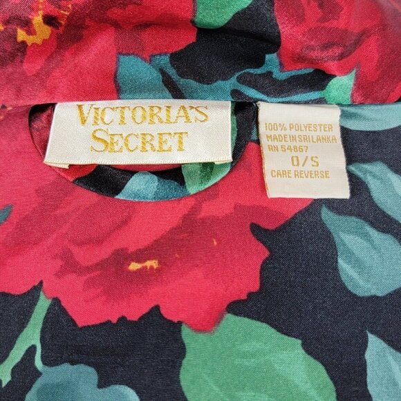 Vintage Victorias Secret Kimono Womens OS Red Floral Satin Robe Y2K 90s Romantic - Picture 4 of 13